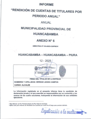 PUBLICACI&Oacute;N DEL INFORME DE RENDICI&Oacute;N DE CUENTAS DE TITULARES POR PERIODO ANUAL.